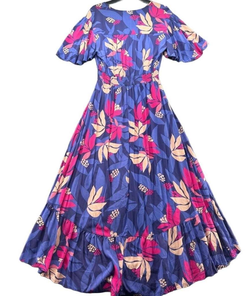 Abel the Label Santa Cruz Purple Floral High Low Midi Dress Size S